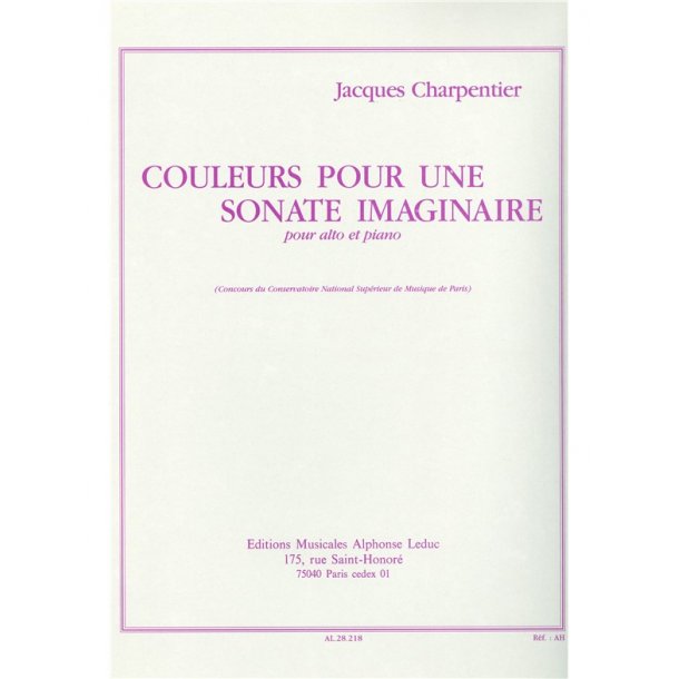 Charpentier Couleurs Pour Une Sonate Imaginaire Viola & Piano Book