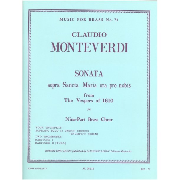 Monteverdi King Sonata Sopra Sancta Maria Brass Ensemble & Vces Sc/Pts