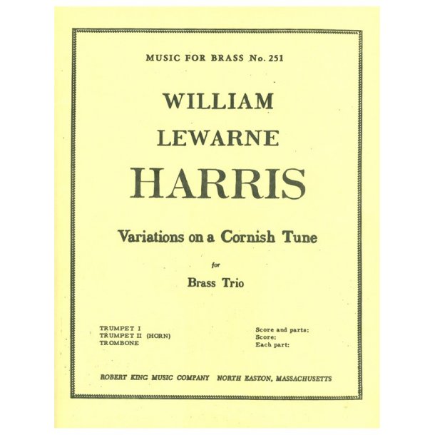William Lewarne Harris: Variations on a Cornish Tune (Brass Trio)