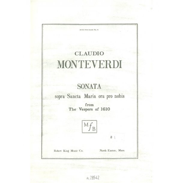 Claudio Monteverdi: Sonata sopra Sancta Maria ora pro nobis (Choral-Unison accompanied)
