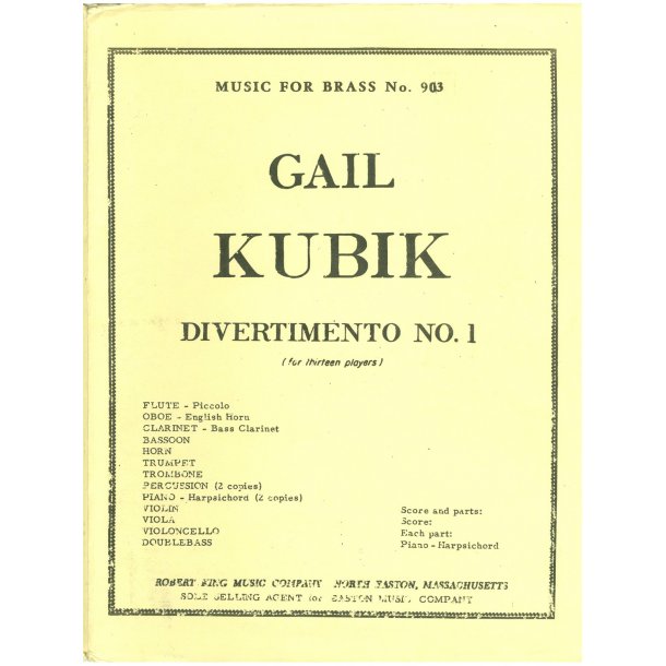Gail Kubik: Divertimento No.1 (Ensemble-Mixed 8 or more)