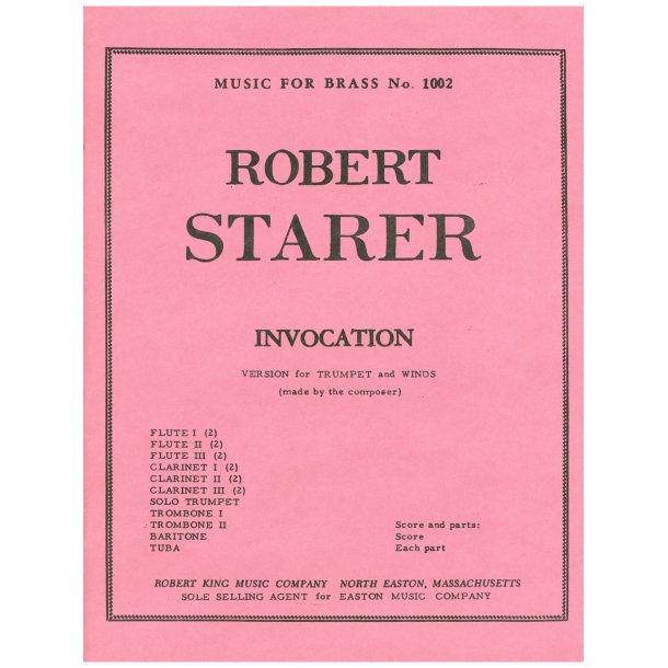 Starer Invocation Various Instruments Mfb271 Score/Parts