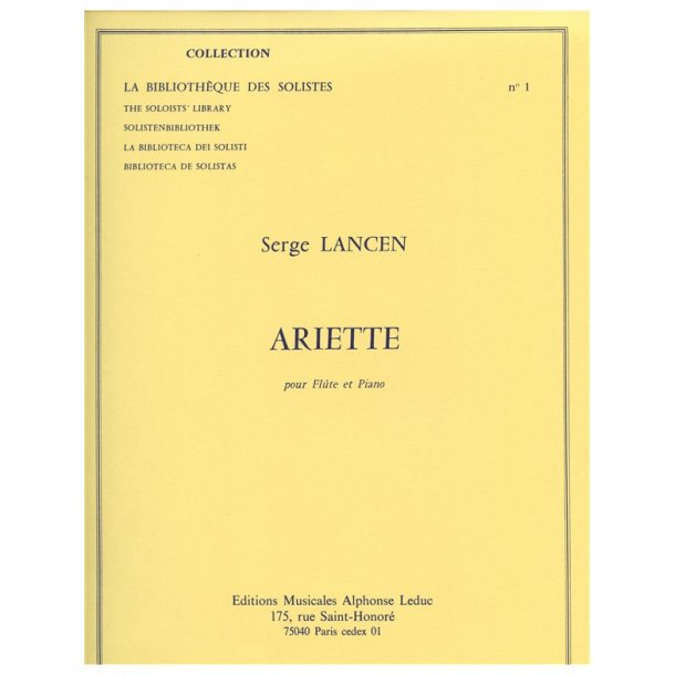 Lancen Ariette Lm001 Flute &amp; Piano Book