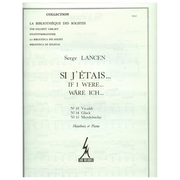 Lancen Si J'etais No 13 Vivaldi 14 Gluck 15 Mendelssohn Lm067 Piano Bk