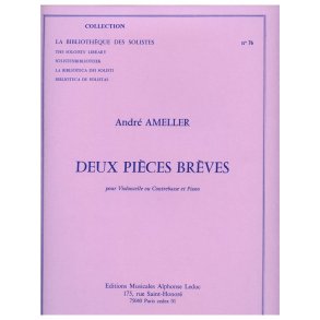 Ameller 2 Pieces Breves Lm076 Cello Or Double Bass & Piano Book