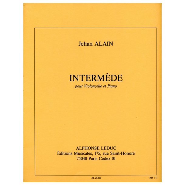 Alain Jehan Intermede Cello &amp; Piano Book