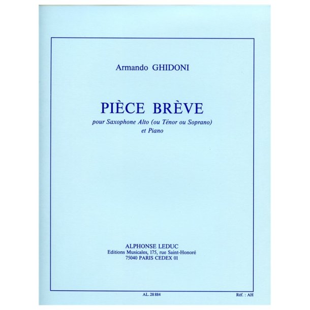 Ghidoni Armando Piece Breve Saxophone & Piano Book