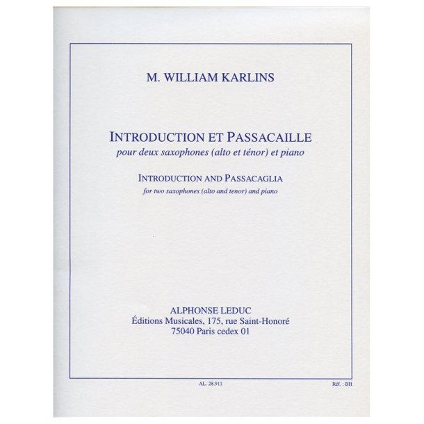 M.William Karlins: Introduction et Passacaille (Saxophones 2)