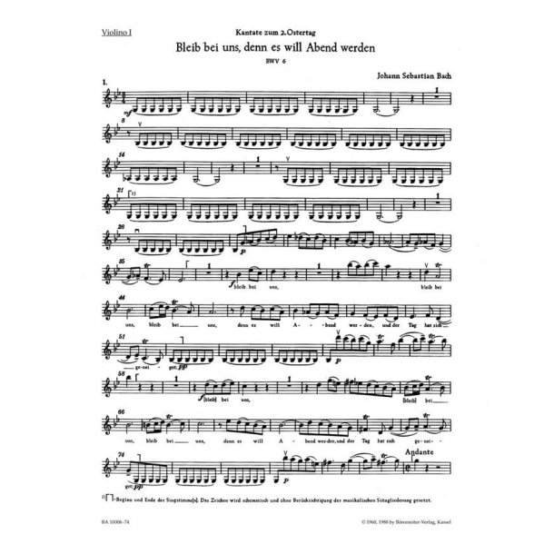 Bleib bei uns, denn es will Abend werden - Bach, Johann Sebastian