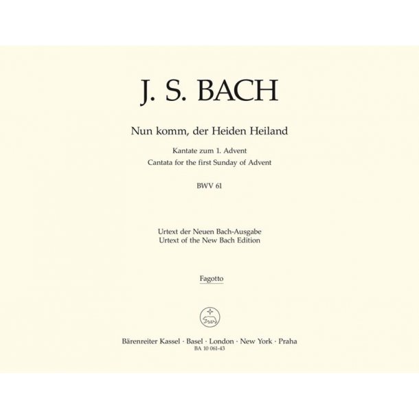 Nun komm, der Heiden Heiland - Bach, Johann Sebastian