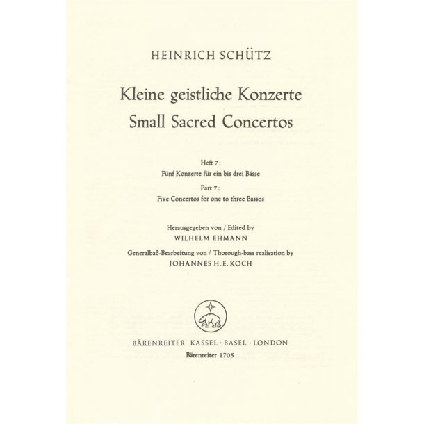 Kleine geistliche Konzerte - Sch&uuml;tz, Heinrich