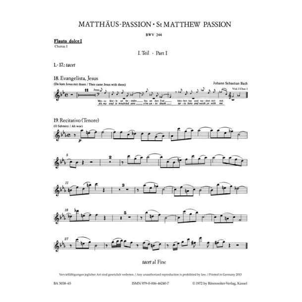 St. Matthew Passion - Bach, Johann Sebastian