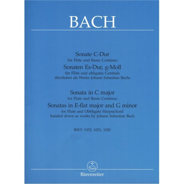Sonata in C major for Flute and Basso Continuo / Sonatas in E-flat major and G minor for Flute and Obbligato Harpsichord - Bach, Johann Sebastian