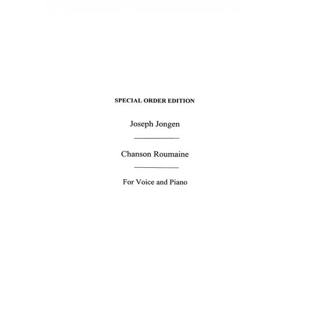 Jongen, J Chanson Roumaine Roumanian Song B Flat Vce/Pf