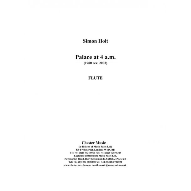Simon Holt: Palace At 4 a.m. (Parts)