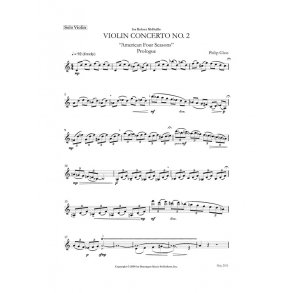 Philip Glass – Violin Concerto No 2 - Violin Solo Part