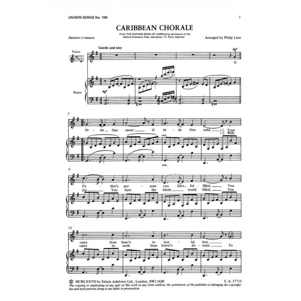 Lane, P Caribbean Chorale Unison