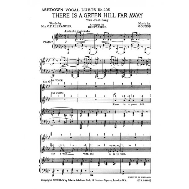 Gounod There Is A Green Hill 2 Pt (Ea205)