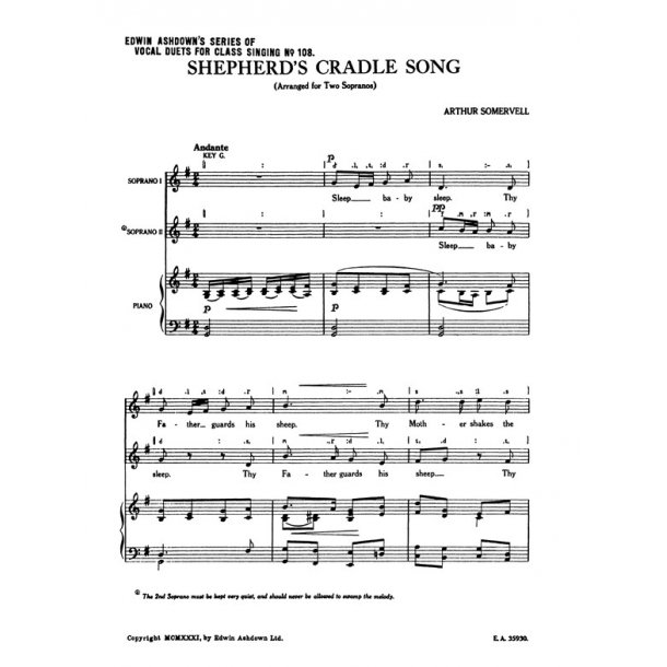 Somervell, A Shepherd's Cradle Song Ssp