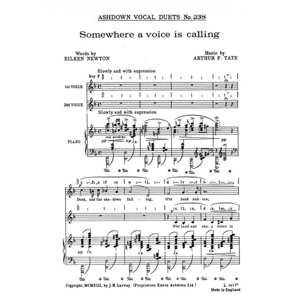 Tate, Af Somewhere A Voice Is Calling 2pt/Pf