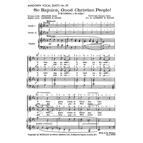 L.H Davies: So Rejoice Good Christian People