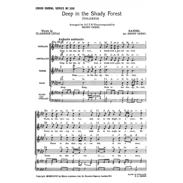 Handel, G.F Deep In The Shady Forest  Satb
