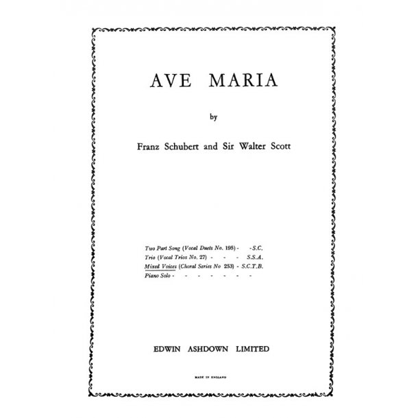 Schubert, F Ave Maria Satb/Pf