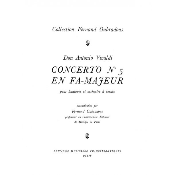 Antonio Vivaldi: Concerto N&deg;5, En Fa Majeur