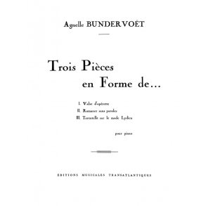 Agnelle Bundervoet: 3 Pices En Forme De...