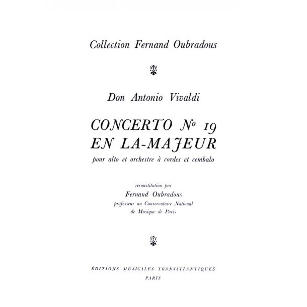 Antonio Vivaldi: Concerto N19, En La Majeur