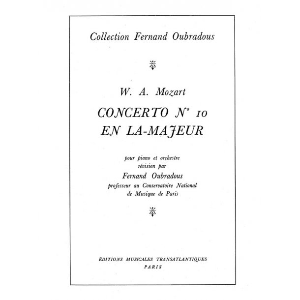 Wolfgang Amadeus Mozart: Concerto N10 En La Majeur, Kchel 414