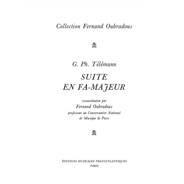 Georg Philipp Telemann: Suite En Fa Majeur