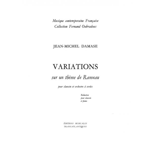 Jean Michel Damase: Variations Sur Un Thme De Rameau