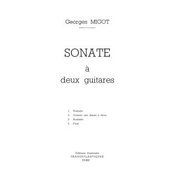 MIGOT SONATE FOR TWO GUITARS