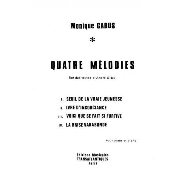 Monique Gabus: 4 Mlodies
