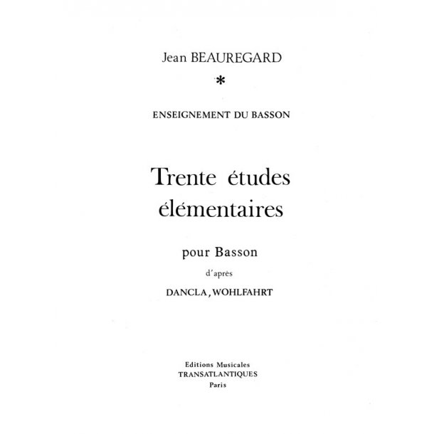 Jean De Beauregard: 30 tudes