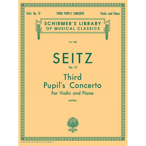 Friedrich Seitz: Pupil's Violin Concerto No.3 In G Minor Op.12 (Violin/Piano)