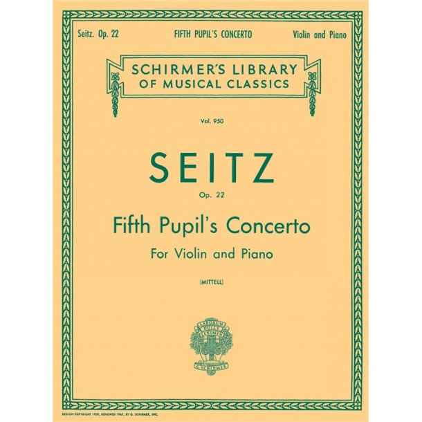 Friedrich Seitz: Pupil's Violin Concerto No.5 In D Op.22 (Violin/Piano)