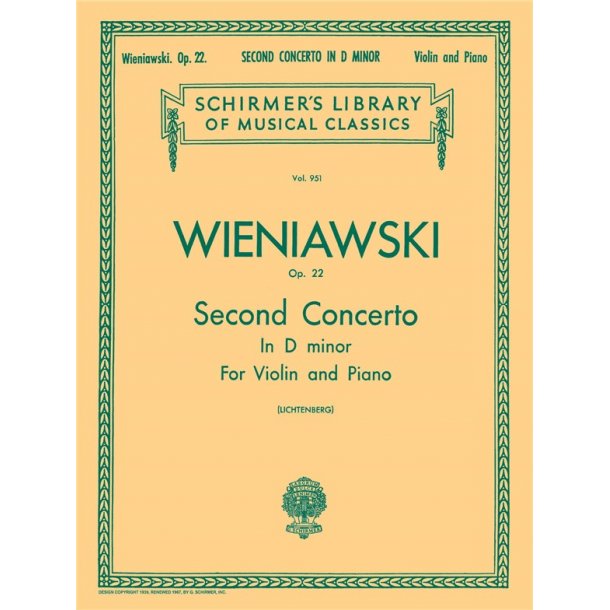 Henryk Wieniawski: Violin Concerto No.2 In D Minor Op.22 (Violin/Piano)