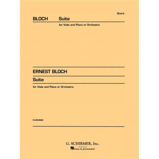 Ernest Bloch: Suite For Viola And Orchestra (Score)
