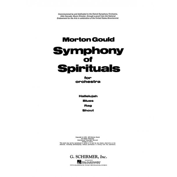 Morton Gould: Symphony Of Spirituals (Full Score)