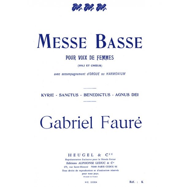 Gabriel Faur&eacute;: Messe basse (Choral-Female accompanied)