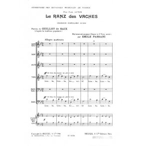 Passani Le Ranz Des Vaches 4 Part & Piano Choral