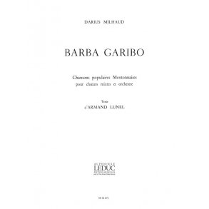 Milhaud Darius Barba Garibo Voice & Piano Book