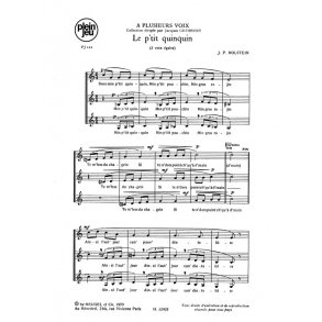 Holstein A Plusieurs Voix Pj122 Le P'tit Quinquin 3 Part Choral