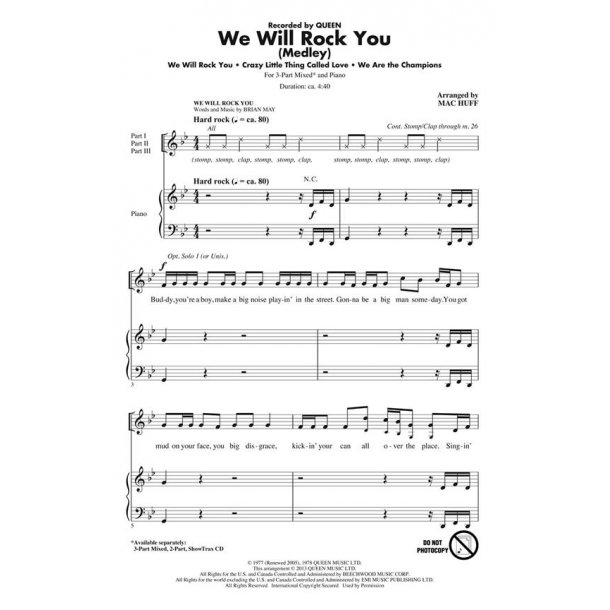 We Will Rock You Medley Huff Swtx Cd