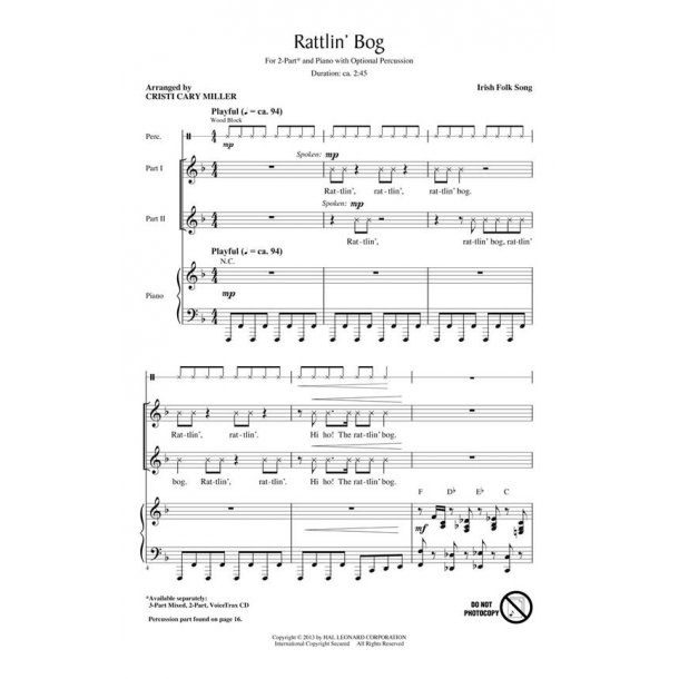 Rattlin' Bog (Miller) 2pt Chor