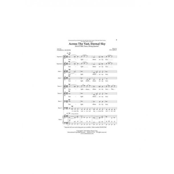 Ola Gjeilo: Across The Vast, Eternal Sky (Score/Parts)