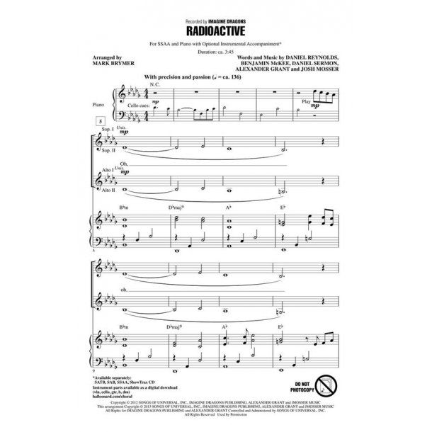 Radioactive (Brymer) Ssaa Chor