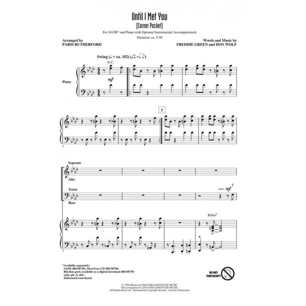 Green Freddie Until I Met You Corner Pocket (Rutherford) Showtrax Cd